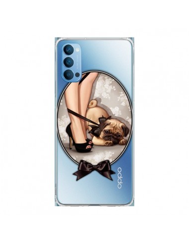 Coque Oppo Reno4 Pro 5G Lady Jambes Chien Bulldog Dog Noeud Papillon Transparente - Maryline Cazenave