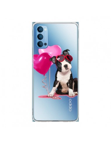 Coque Oppo Reno4 Pro 5G Chien Dog Ballon Lunettes Coeur Rose Transparente - Maryline Cazenave