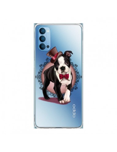 Coque Oppo Reno4 Pro 5G Chien Bulldog Dog Gentleman Noeud Papillon Chapeau Transparente - Maryline Cazenave