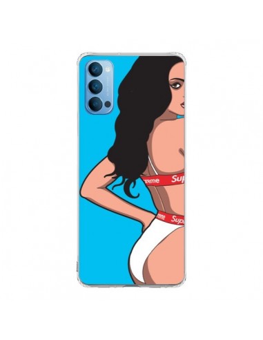 Coque Oppo Reno4 Pro 5G Pop Art Femme Bleu - Mikadololo