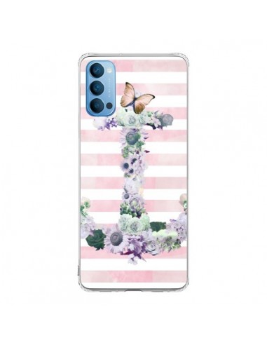 Coque Oppo Reno4 Pro 5G Ancre Rose Fleurs Navire - Monica Martinez