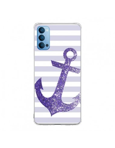 Coque Oppo Reno4 Pro 5G Ancre Violet Navire - Monica Martinez