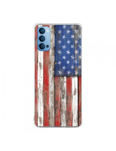 Coque Oppo Reno4 Pro 5G Drapeau USA Vintage Bois Wood - Maximilian San