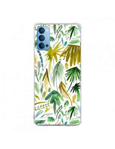Coque Oppo Reno4 Pro 5G Brushstrokes Tropical Palms Green - Ninola Design