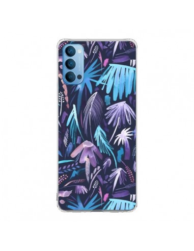 Coque Oppo Reno4 Pro 5G Brushstrokes Tropical Palms Navy - Ninola Design