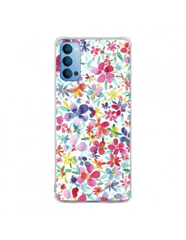 Coque Oppo Reno4 Pro 5G Colorful Flowers Petals Blue - Ninola Design