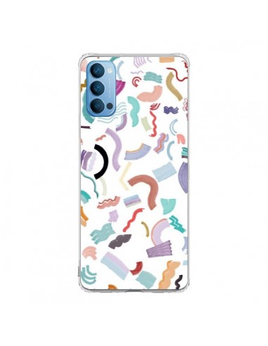 Coque Oppo Reno4 Pro 5G Curly and Zigzag Stripes White - Ninola Design