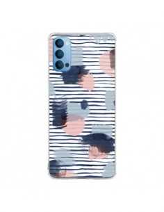 Coque Oppo Reno4 Pro 5G Watercolor Stains Stripes Navy -...