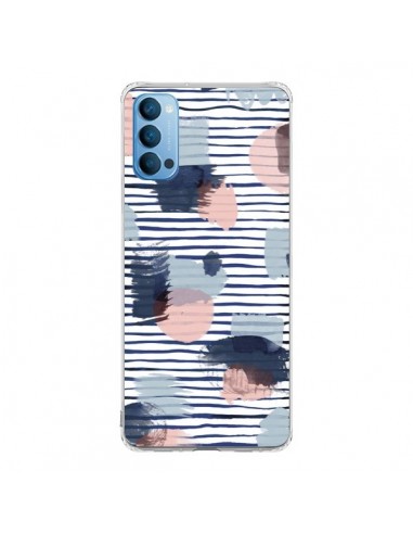 Coque Oppo Reno4 Pro 5G Watercolor Stains Stripes Navy - Ninola Design