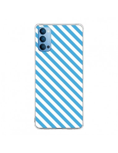 Coque Oppo Reno4 Pro 5G Bonbon Candy Bleue et Blanche Rayée - Nico