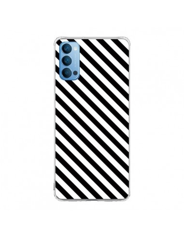 Coque Oppo Reno4 Pro 5G Bonbon Candy Noire et Blanche Rayée - Nico