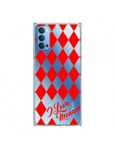 Coque Oppo Reno4 Pro 5G I Love Monaco et Losange Rouge -...