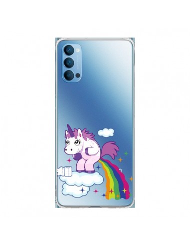 Coque Oppo Reno4 Pro 5G Licorne Caca Arc en Ciel Transparente - Nico