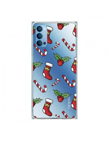 Coque Oppo Reno4 Pro 5G Chaussette Sucre d'Orge Houx de Noël transparente - Nico