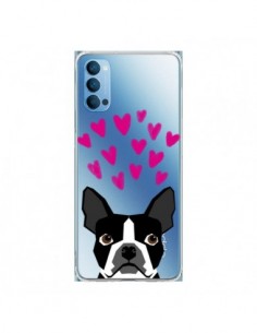 Coque Oppo Reno4 Pro 5G Boston Terrier Coeurs Chien...