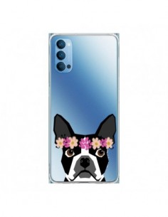 Coque Oppo Reno4 Pro 5G Boston Terrier Fleurs Chien...