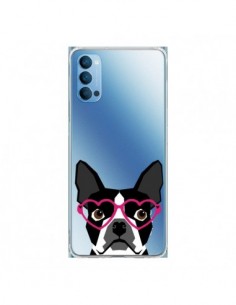 Coque Oppo Reno4 Pro 5G Boston Terrier Lunettes Coeurs...