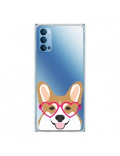 Coque Oppo Reno4 Pro 5G Chien Marrant Lunettes Coeurs...