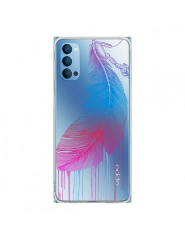 Coque Oppo Reno4 Pro 5G Plume Feather Arc en Ciel Transparente - Rachel Caldwell