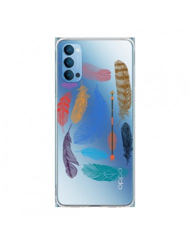 Coque Oppo Reno4 Pro 5G Plume Feather Couleur Transparente - Rachel Caldwell