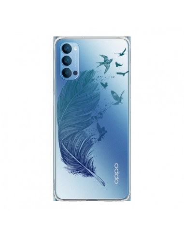 Coque Oppo Reno4 Pro 5G Plume Feather Fly Away Transparente - Rachel Caldwell