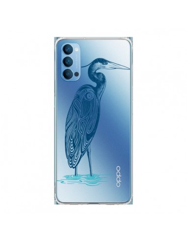 Coque Oppo Reno4 Pro 5G Heron Blue Oiseau Transparente - Rachel Caldwell