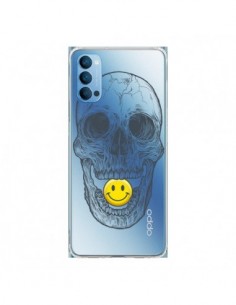 Coque Oppo Reno4 Pro 5G Tête de Mort Smiley Transparente...