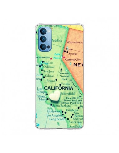 Coque Oppo Reno4 Pro 5G Carte Map Californie - R Delean