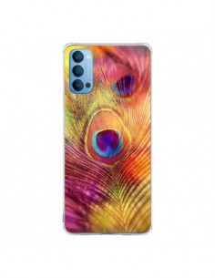 Coque Oppo Reno4 Pro 5G Plume de Paon Multicolore -...