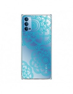 Coque Oppo Reno4 Pro 5G Mandala Bleu Aqua Doodle Flower...