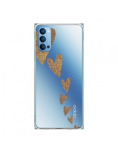 Coque Oppo Reno4 Pro 5G Coeur Falling Gold Hearts Transparente - Sylvia Cook