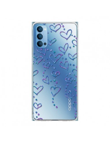 Coque Oppo Reno4 Pro 5G Floating hearts coeurs flottants Transparente - Sylvia Cook