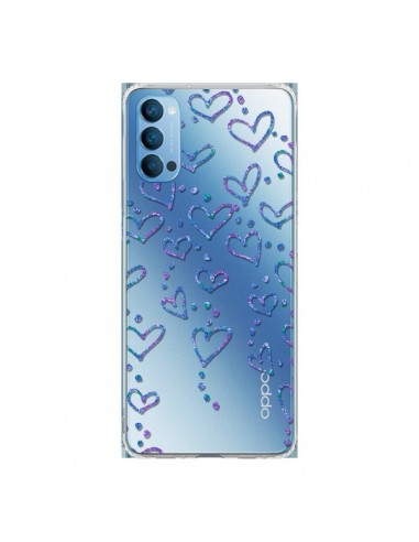 Coque Oppo Reno4 Pro 5G Floating hearts coeurs flottants Transparente - Sylvia Cook