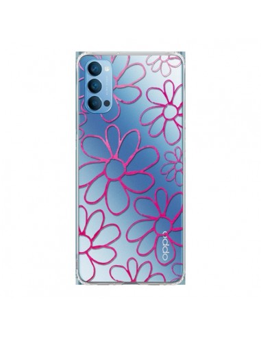 Coque Oppo Reno4 Pro 5G Flower Garden Pink Fleur Transparente - Sylvia Cook
