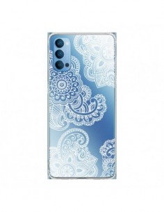 Coque Oppo Reno4 Pro 5G Lacey Paisley Mandala Blanc Fleur...