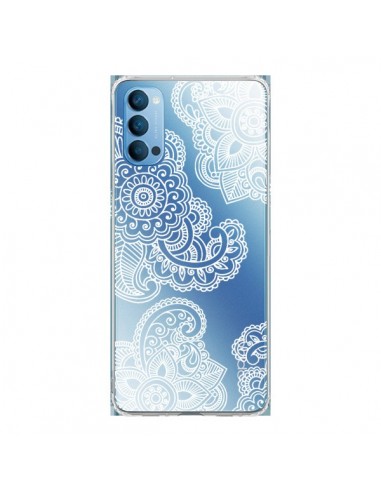 Coque Oppo Reno4 Pro 5G Lacey Paisley Mandala Blanc Fleur Transparente - Sylvia Cook