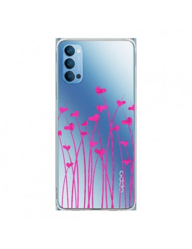 Coque Oppo Reno4 Pro 5G Love in Pink Amour Rose Fleur Transparente - Sylvia Cook