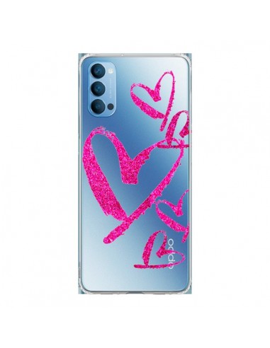 Coque Oppo Reno4 Pro 5G Pink Heart Coeur Rose Transparente - Sylvia Cook