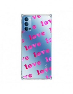 Coque Oppo Reno4 Pro 5G Pink Love Rose Transparente -...