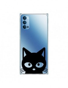 Coque Oppo Reno4 Pro 5G Tête Chat Noir Cat Transparente -...