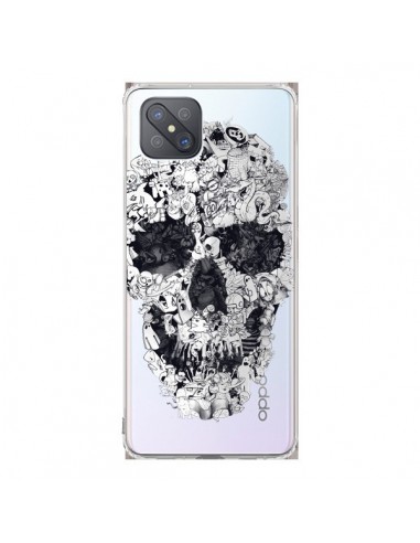 Coque Oppo Reno4 Z 5G Doodle Skull Dessin Tête de Mort Transparente - Ali Gulec