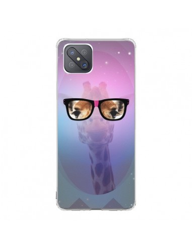 Coque Oppo Reno4 Z 5G Girafe Geek à Lunettes - Aurelie Scour