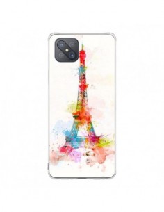 Coque Oppo Reno4 Z 5G Paris Tour Eiffel Muticolore -...