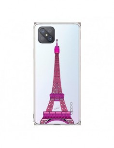Coque Oppo Reno4 Z 5G Tour Eiffel Rose Paris Transparente...