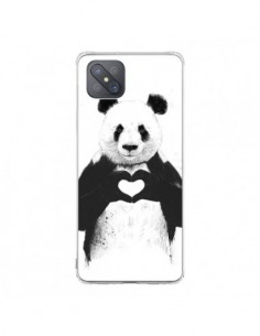 Coque Oppo Reno4 Z 5G Panda Amour All you need is love -...