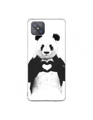 Coque Oppo Reno4 Z 5G Panda Amour All you need is love - Balazs Solti