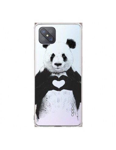 Coque Oppo Reno4 Z 5G Panda All You Need Is Love Transparente - Balazs Solti