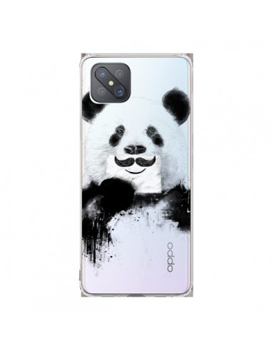 Coque Oppo Reno4 Z 5G Funny Panda Moustache Transparente - Balazs Solti