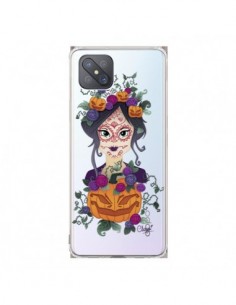 Coque Oppo Reno4 Z 5G Femme Closed Eyes Santa Muerte...