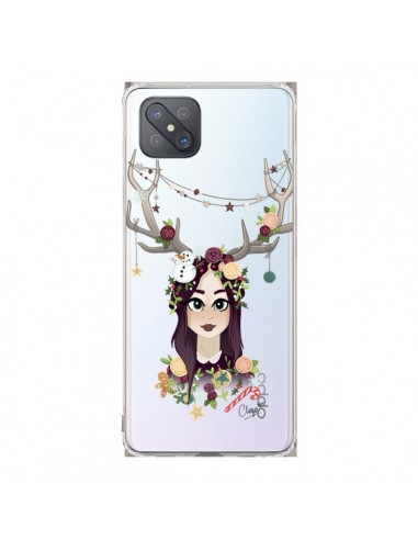 Coque Oppo Reno4 Z 5G Christmas Girl Femme Noel Bois Cerf Transparente - Chapo